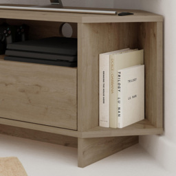 Decortie Viva Single Door 3 Shelf Oak Effect Corner TV Stand - Size: 45.3 x 95.7 x 35.4cm - Cream - Wilko - thumbnail 4