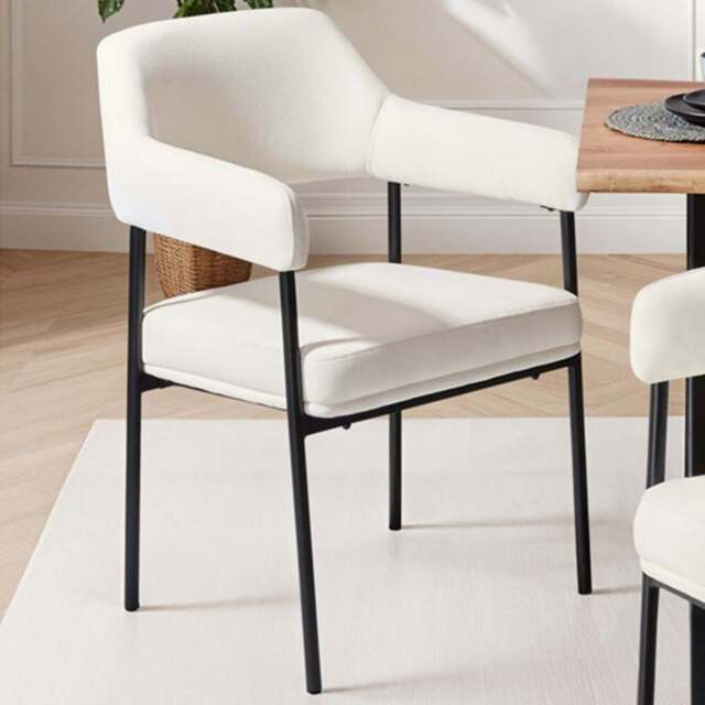 tectake Doe Set of 6 Cream Woven Fabric Armchair - Size: Single - White - Wilko - image 1