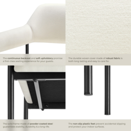 tectake Doe Set of 6 Cream Woven Fabric Armchair - Size: Single - White - Wilko - thumbnail 6