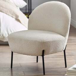 Julian Bowen Lulu Ivory Boucle Accent Chair - Size: Single - Cream - Wilko - thumbnail 1