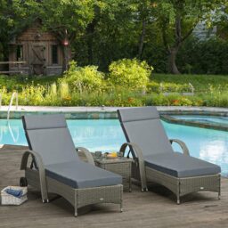 Outsunny Dark Grey Sun Lounger Cushion 196 x 55cm 2 Pack - Size: 2 Piece - Wilko - thumbnail 3