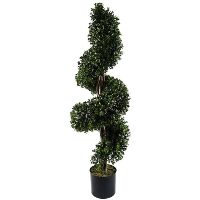 Leaf Artificial Spiral Buxus Tree 120cm - Size: 120 x 40 x 40cm - Green - Wilko - image 1