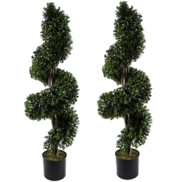 Leaf Artificial Spiral Buxus Tree 120cm - Size: 120 x 40 x 40cm - Green - Wilko - thumbnail 3