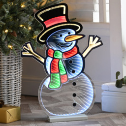 Samuel Alexander Multicolour LED Light Up Standing Snowman Infinity Christmas Decoration 60cm - Size: 60cm x 44cm x 44cm - Wilko