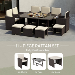 Garden Vida Cuba 10 Seater Brown PE Rattan Garden Dining Set with Cover - Wilko - thumbnail 6