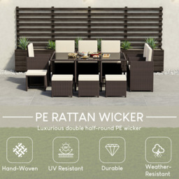 Garden Vida Cuba 10 Seater Brown PE Rattan Garden Dining Set with Cover - Wilko - thumbnail 5