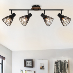 Cosylyte Hadley Matt Black 4 Light Wire Shade Spotlight - Size: 70 x 19.5 x 14.5cm - Brown - Wilko - thumbnail 3