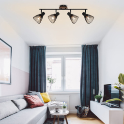 Cosylyte Hadley Matt Black 4 Light Wire Shade Spotlight - Size: 70 x 19.5 x 14.5cm - Brown - Wilko - thumbnail 7