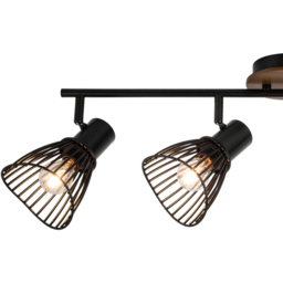 Cosylyte Hadley Matt Black 4 Light Wire Shade Spotlight - Size: 70 x 19.5 x 14.5cm - Brown - Wilko - thumbnail 5