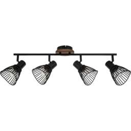 Cosylyte Hadley Matt Black 4 Light Wire Shade Spotlight - Size: 70 x 19.5 x 14.5cm - Brown - Wilko - thumbnail 1