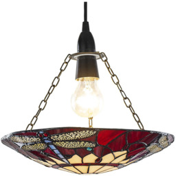 Happy Homewares Traditional Red Dragonfly Tiffany Glass Pendant Shade - Size: 5 x 30 x 30cm - Wilko - thumbnail 4