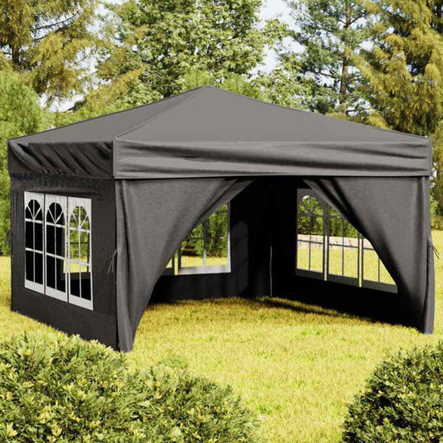 vidaXL 3 x 3m Anthracite Foldable Party Tent with Sidewalls - Grey - Wilko - image 1