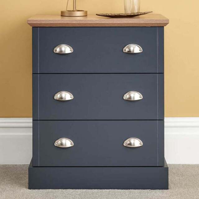 GFW Kendal 3 Drawer Slate Blue Chest of Drawers - Wilko - image 1