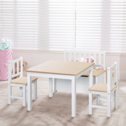 Playful Haven 4 Piece Beige Kids Table with Chair and Bench Set - Size: 60 x 50 x 48cm - Wilko - thumbnail 7