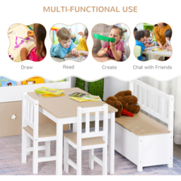 Playful Haven 4 Piece Beige Kids Table with Chair and Bench Set - Size: 60 x 50 x 48cm - Wilko - thumbnail 4