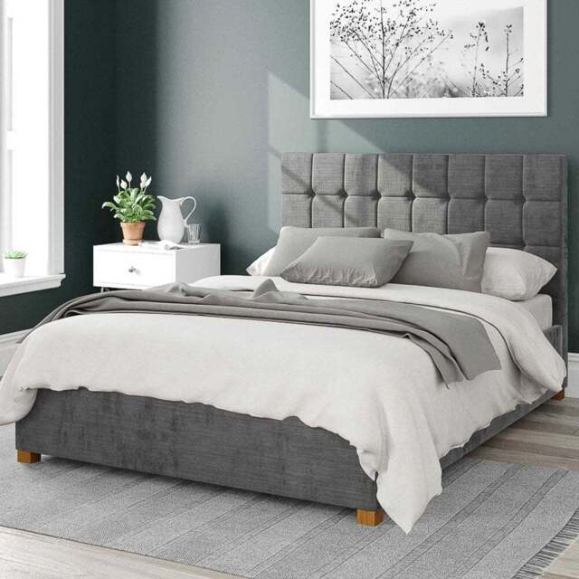 Aspire Sinatra Super King Charcoal Firenze Velour Ottoman Bed - Grey - Aspire Beds - Wilko - image 1