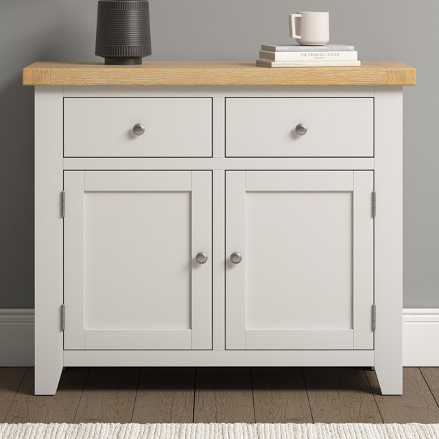Seconique Windsor 2 Door 2 Drawer Ivory and Oak Sideboard - Size: 81.5 x 97 x 40cm - Ivory/Oak - Wilko - image 1