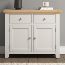 Seconique Windsor 2 Door 2 Drawer Ivory and Oak Sideboard - Size: 81.5 x 97 x 40cm - Ivory/Oak - Wilko - thumbnail 1