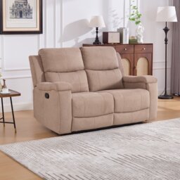 Ledbury 2 Seater Beige Fabric Manual Recliner Sofa - Wilko - thumbnail 1