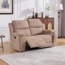 Ledbury 2 Seater Beige Fabric Manual Recliner Sofa - Wilko - thumbnail 4