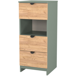 Crowndale Bora 3 Drawer Single Shelf Gold Oak and Reed Green Bedside Cabinet - Wilko - thumbnail 5