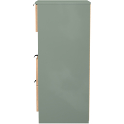 Crowndale Bora 3 Drawer Single Shelf Gold Oak and Reed Green Bedside Cabinet - Wilko - thumbnail 4