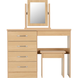 Seconique Nevada Sonoma Oak Effect Dressing Table Set with Mirror - Size: 40 x 100 x 77cm - Brown - Wilko - thumbnail 4