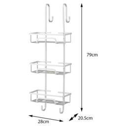 House of Home 3-Tier Over Door Shower Caddy - Size: 79 x 28 x 20.5cm - Silver - Wilko - thumbnail 5