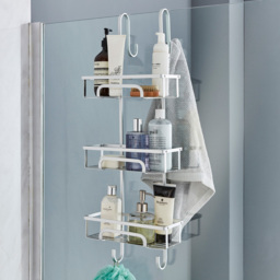 House of Home 3-Tier Over Door Shower Caddy - Size: 79 x 28 x 20.5cm - Silver - Wilko - thumbnail 3