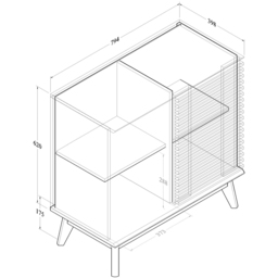 Kudl LV41 2 Shelf Dark Columbian Walnut Display Cabinet - Size: 80 x 80 x 40cm - Brown - Wilko - thumbnail 6