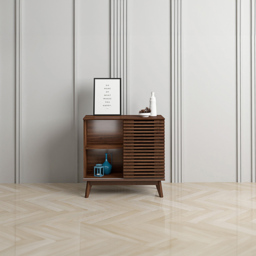 Kudl LV41 2 Shelf Dark Columbian Walnut Display Cabinet - Size: 80 x 80 x 40cm - Brown - Wilko - thumbnail 5