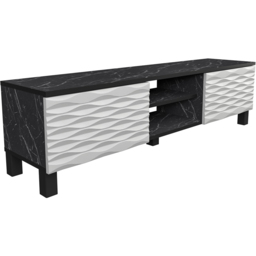 Decorotika Lukas 2 Door 2 Black Marble Effect and White TV Unit - Size: 40.3 x 150 x 35cm - Multi - Wilko - thumbnail 3