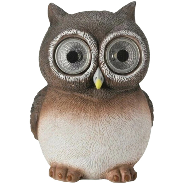 Garden Mile Owl Solar LED Garden Ornament - Size: 12 x 9 x 9cm - Brown - Wilko