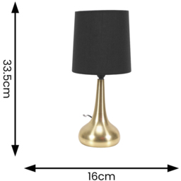ValueLights Teardrop Black Shade Gold Touch Table Lamp with Bulb 2 Pack - Wilko - thumbnail 5