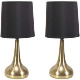 ValueLights Teardrop Black Shade Gold Touch Table Lamp with Bulb 2 Pack - Wilko - thumbnail 1