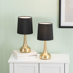 ValueLights Teardrop Black Shade Gold Touch Table Lamp with Bulb 2 Pack - Wilko - thumbnail 3