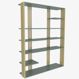 Decorotika Jeni 6 Shelf Green and Gold Bookcase - Size: 160 x 120 x 29.6cm - Multi - Wilko - thumbnail 3