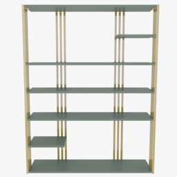 Decorotika Jeni 6 Shelf Green and Gold Bookcase - Size: 160 x 120 x 29.6cm - Multi - Wilko - thumbnail 6