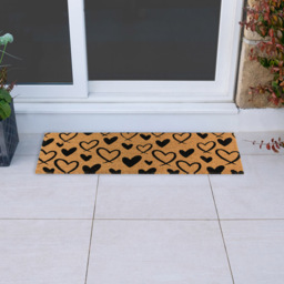 JVL Hearts Coir Latex Backed Door Runner 40 x 120cm - Size: 120 x 40 x 1.5cm - Brown - Wilko - thumbnail 3