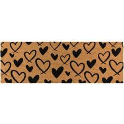JVL Hearts Coir Latex Backed Door Runner 40 x 120cm - Size: 120 x 40 x 1.5cm - Brown - Wilko - thumbnail 1