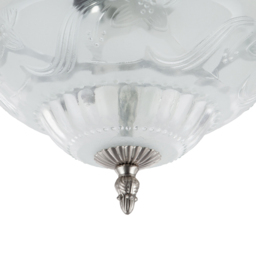 Happy Homewares Traditional Satin Nickel and Floral Glass Flush Ceiling Light - Size: 11 x 33 x 33cm - Silver - Wilko - thumbnail 4