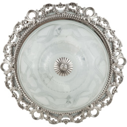 Happy Homewares Traditional Satin Nickel and Floral Glass Flush Ceiling Light - Size: 11 x 33 x 33cm - Silver - Wilko - thumbnail 5