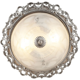 Happy Homewares Traditional Satin Nickel and Floral Glass Flush Ceiling Light - Size: 11 x 33 x 33cm - Silver - Wilko - thumbnail 6