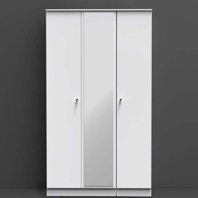 Crowndale Yarmouth 3 Door White Tall Mirrored Wardrobe Ready Assembled - Wilko - image 1
