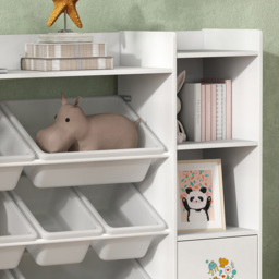 AIYAPLAY 8 Bin White Kids Toy Storage Organiser - Size: 90 x 30 x 140cm - Wilko - thumbnail 4