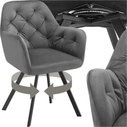 tectake Lucia Anthracite Quilted Swivel Armchair - Size: Single - Grey - Wilko - thumbnail 3
