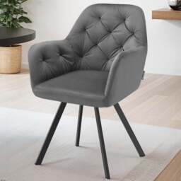 tectake Lucia Anthracite Quilted Swivel Armchair - Size: Single - Grey - Wilko