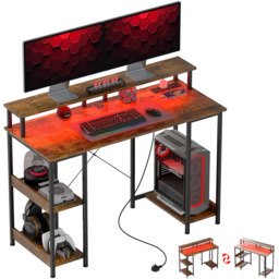 HOMCOM Reversible Computer Desk with Storage Rustic Brown - Size: 89.5 cm x 50.0 cm x 120.0 cmcm - Wilko - thumbnail 3