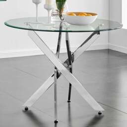 Furniturebox Arona 4 Seater 100cm Round Dining Table Clear - Wilko
