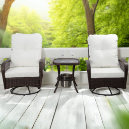 Furniture One 2 Seater Swivel Chair Garden Bistro Set with Ice Bucket - Brown - Wilko